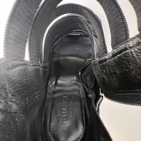 GUCCI Olimpia Elastic Ladder Strap High Heel Bootie Size 36.5 Black - Picture 7 of 13